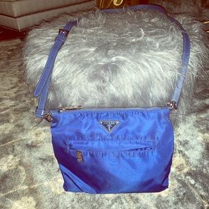 Prada crossbody royal blue nylon handbag